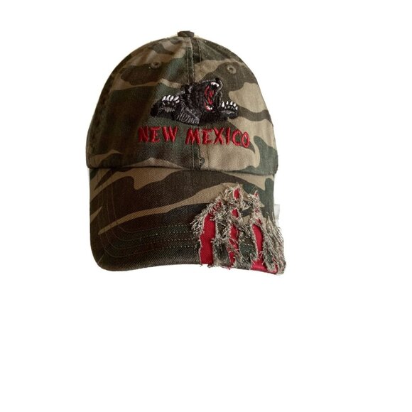 Camo Distressed New Mexico Embroidered Adjustable Baseball Cap Bear Design - Picture 1 of 6